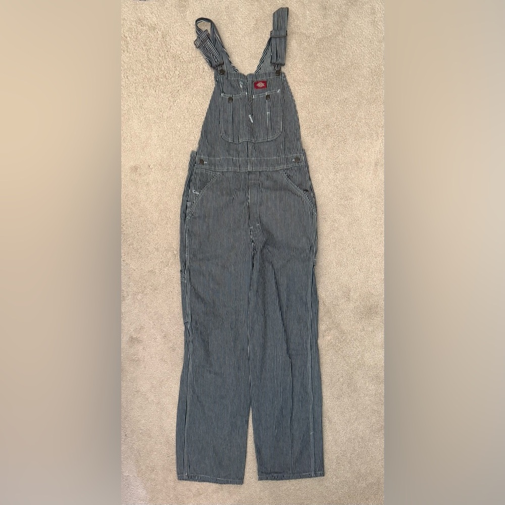 DICKIES Black and White striped overalls